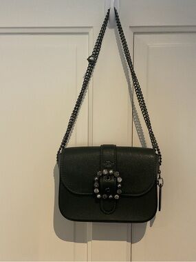 Coach Green Leather Crossbody with Crystal Buckle